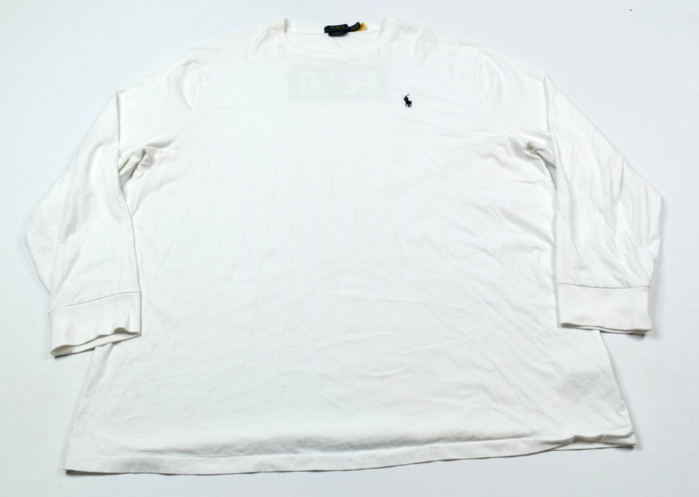 Polo Ralph Lauren Logo T-Shirt Mens 2XL White Long Sleeve Classic Fit Casual